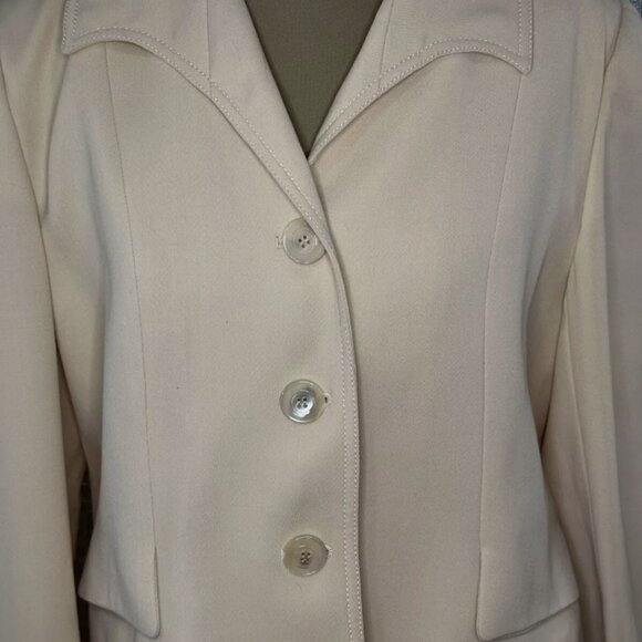 Valentino Miss V Italy Vintage Blazer Skirt Suit Cream Sz 14 Wool - Picture 2 of 8